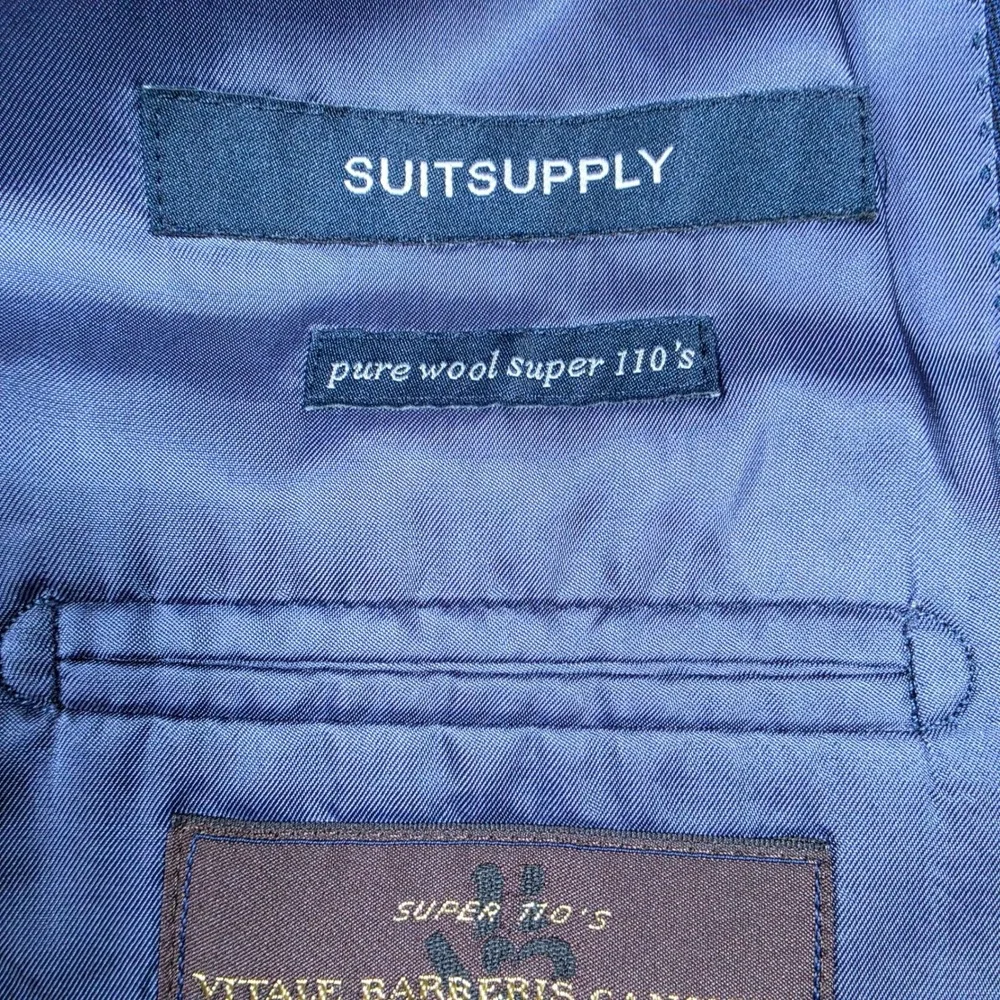 Suitsupply Havana Mens 38S Blue Wool Vitale Barberis Canonico L/S Button Up